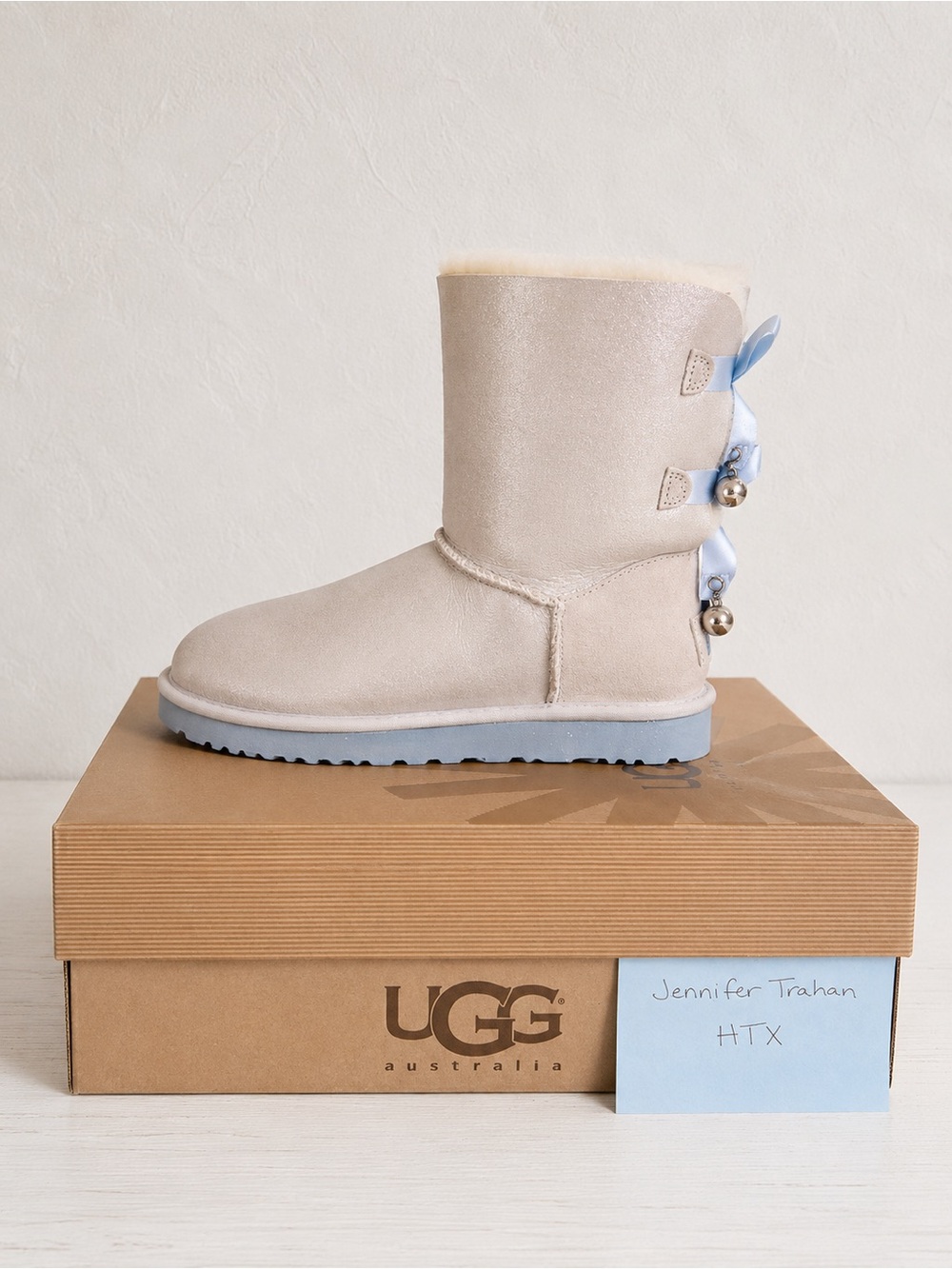UGG Australia Bailey Bow “I Do!” Bridal Boot Rare Wedding Boots Blue Ribbon Bows